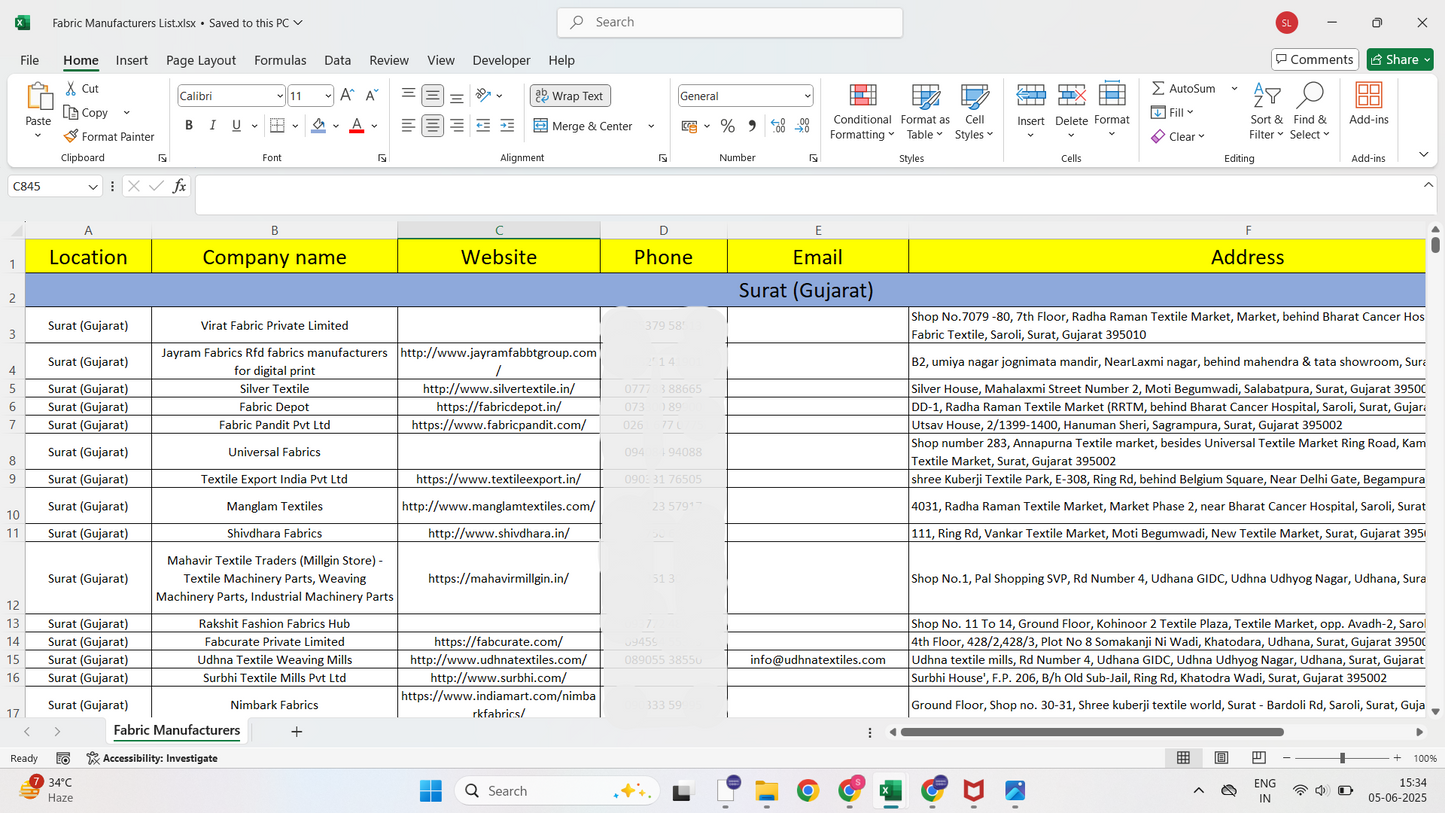 Fabric Manufacturers List