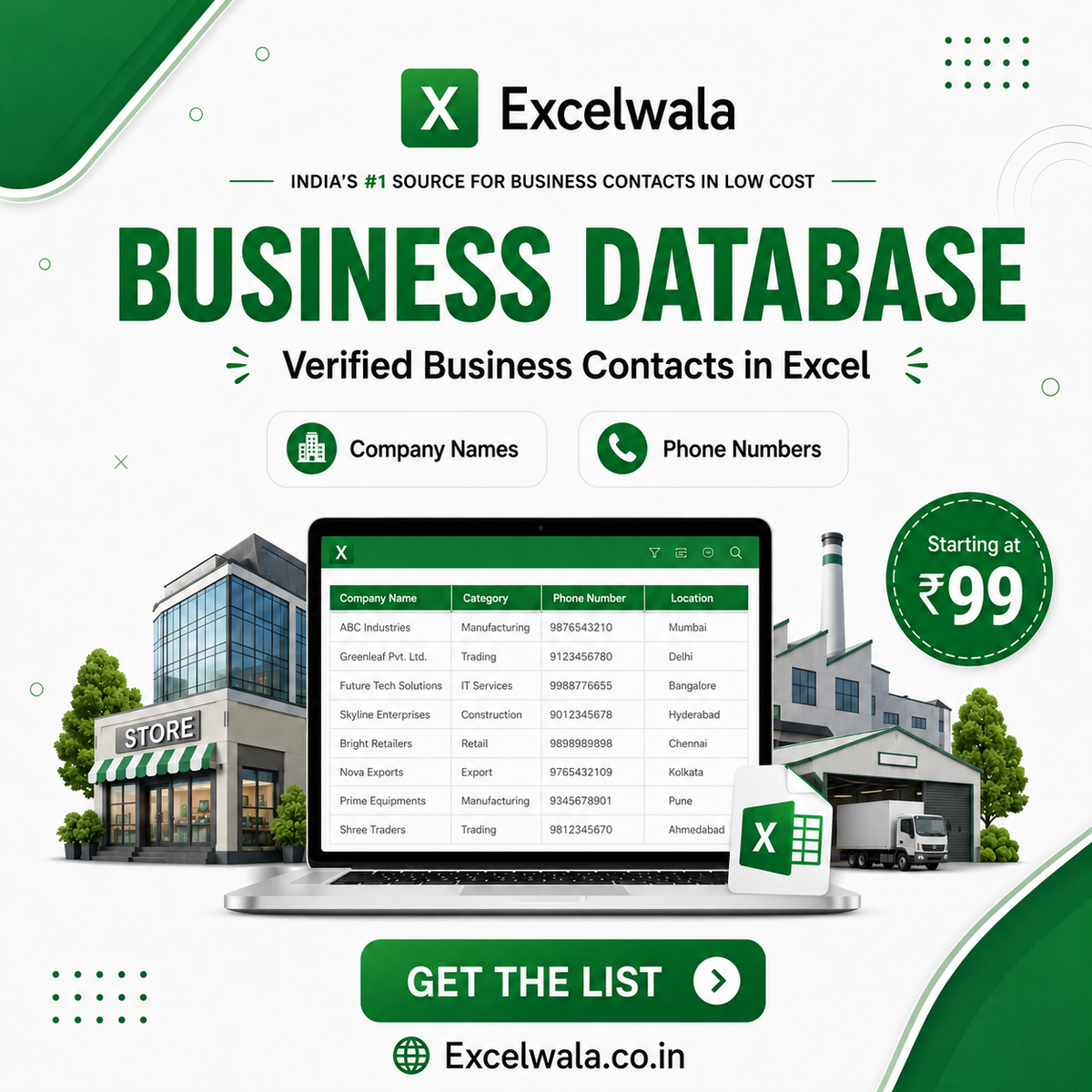 Excelwala Business Database — Verified Business Contacts in Excel