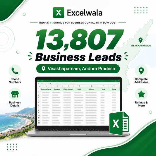 Visakhapatnam Business Database 2026 – 13,800+ Qualified Leads Excel Sheet (Vizag, Andhra Pradesh)